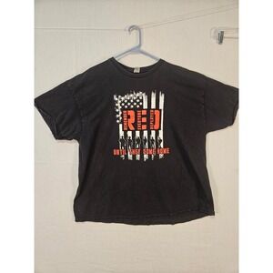 Gildan Mens 2XL Black RED Remember Everyone Deployed Patriotic Graphic #2376